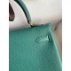 Hermes Kelly Retourne 25 Handmade Bag In Blue Paon Clemence Leather