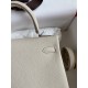 Hermes Kelly Retourne 25 Handmade Bag In Craie Togo Leather