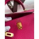 Hermes Kelly Retourne 25 Handmade Bag In Framboise Clemence Leather