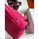 Hermes Kelly Retourne 25 Handmade Bag In Framboise Clemence Leather