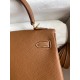 Hermes Kelly Retourne 25 Handmade Bag In Gold Clemence Leather