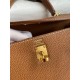 Hermes Kelly Retourne 25 Handmade Bag In Gold Clemence Leather