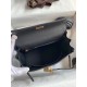 Hermes Kelly Retourne 25 Handmade Bag In Black Clemence Leather