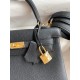 Hermes Kelly Retourne 25 Handmade Bag In Black Clemence Leather