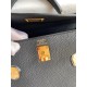 Hermes Kelly Retourne 25 Handmade Bag In Black Clemence Leather