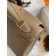 Hermes Kelly Retourne 25 Handmade Bag In Taupe Clemence Leather