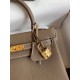 Hermes Kelly Retourne 25 Handmade Bag In Taupe Clemence Leather