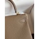 Hermes Kelly Retourne 25 Handmade Bag In Taupe Clemence Leather