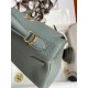 Hermes Kelly Retourne 25 Handmade Bag In Vert Amande Clemence Leather