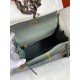 Hermes Kelly Retourne 25 Handmade Bag In Vert Amande Clemence Leather