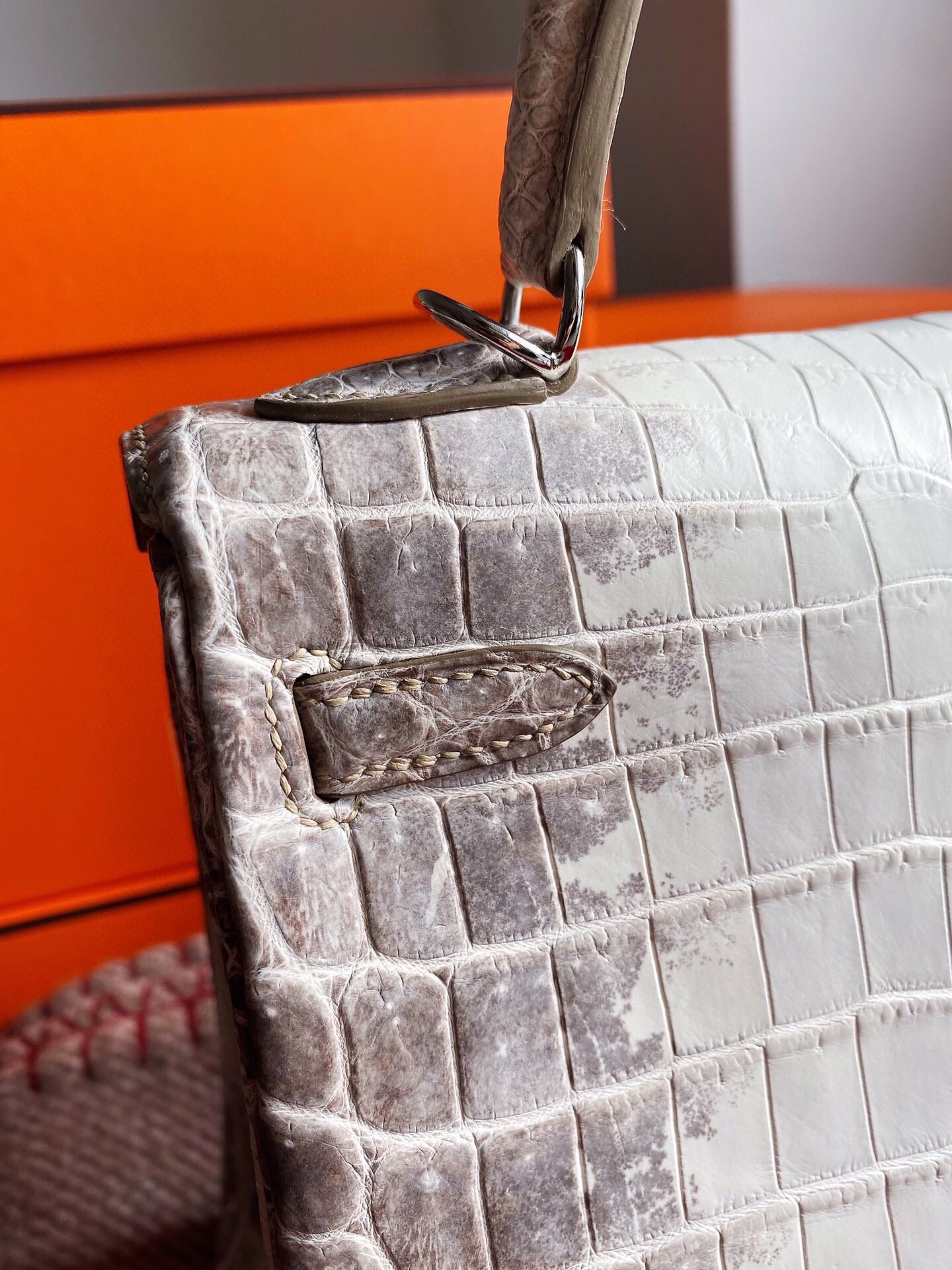 Hermes Kelly Retourne 25 Handmade Bag In Himalaya Crocodile Niloticus Skin