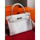 Hermes Kelly Retourne 25 Handmade Bag In Himalaya Crocodile Niloticus Skin