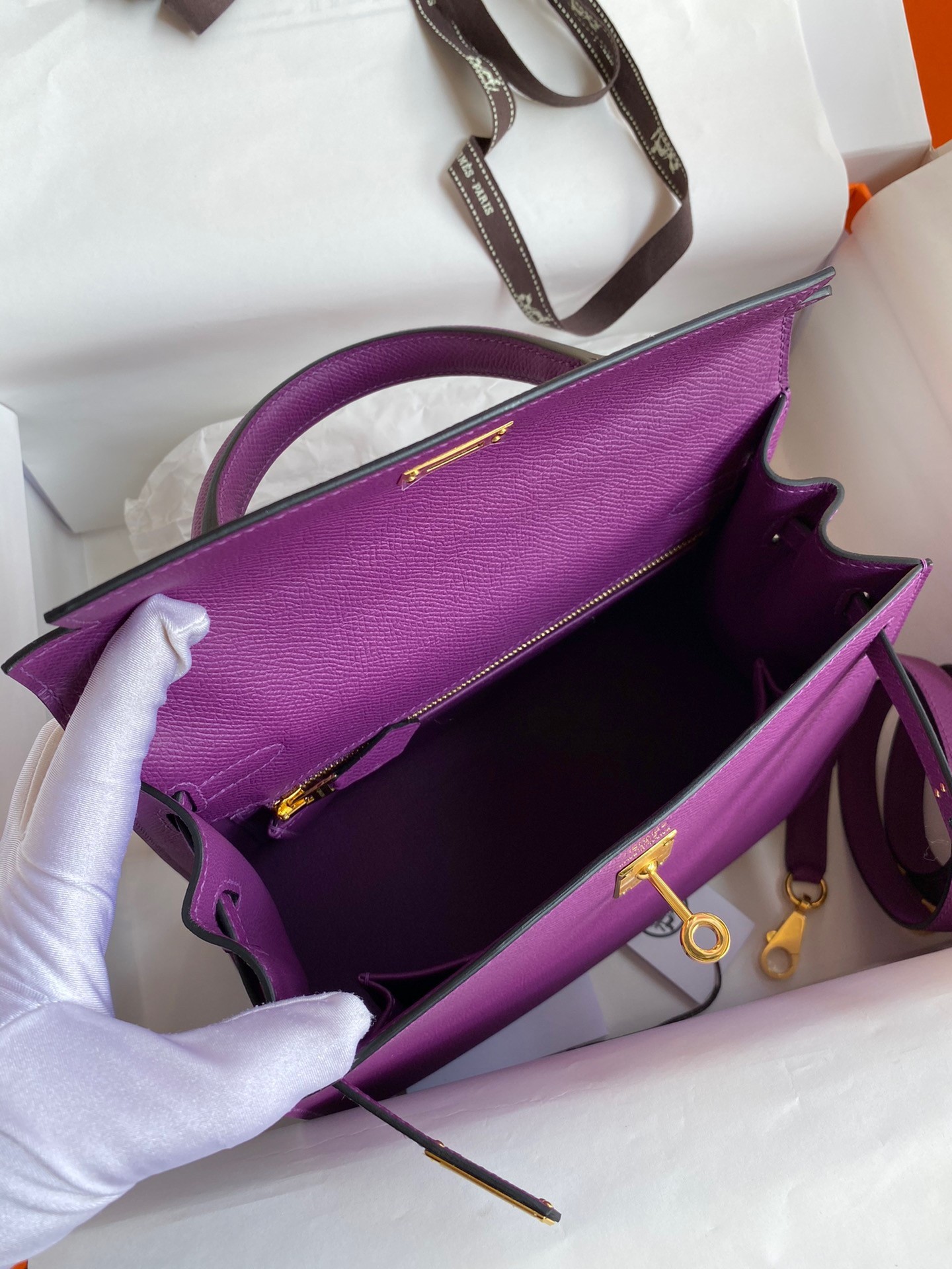 Hermes Epsom Kelly 25cm Sellier Handmade Anemone Bag