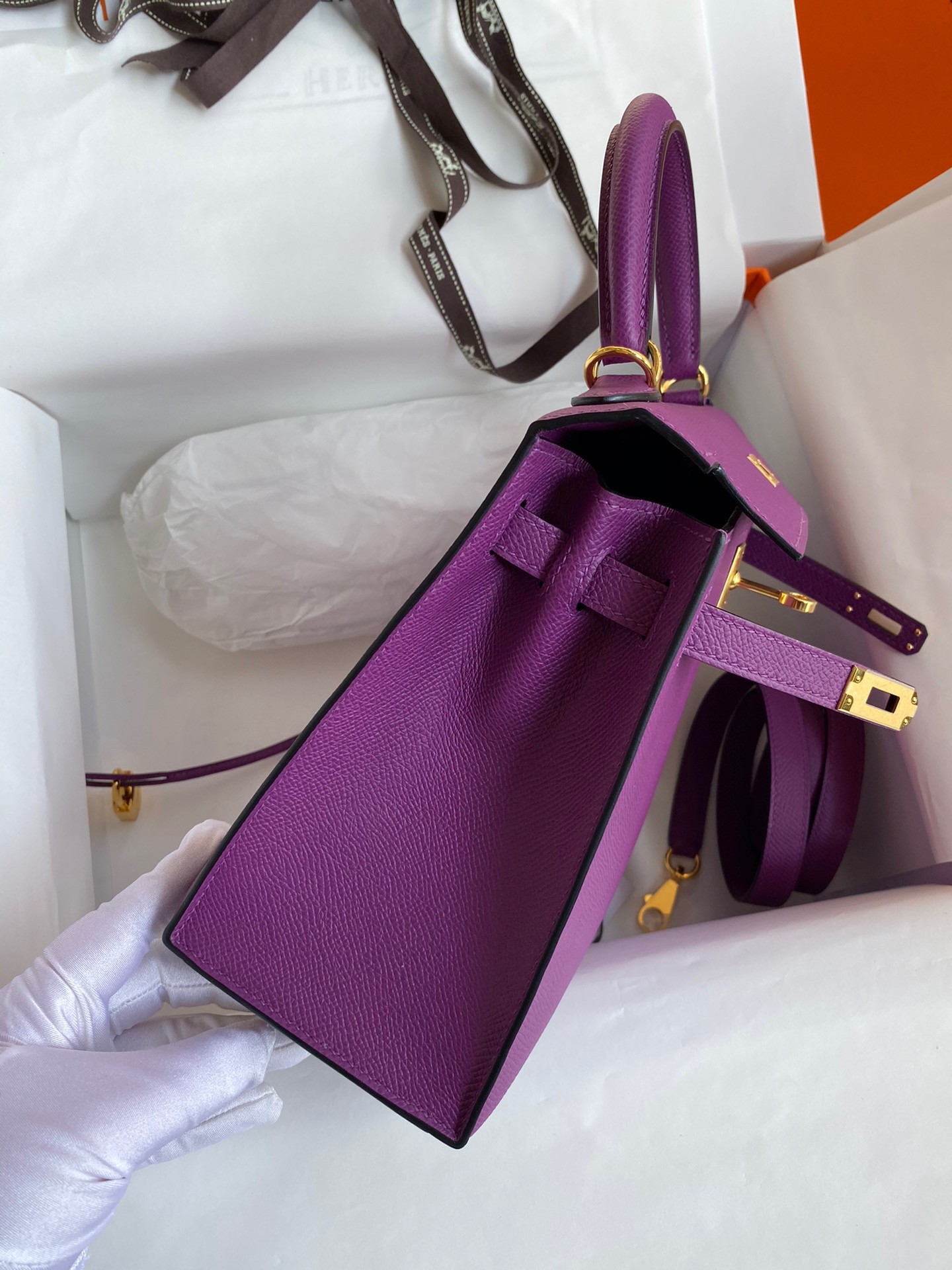 Hermes Epsom Kelly 25cm Sellier Handmade Anemone Bag