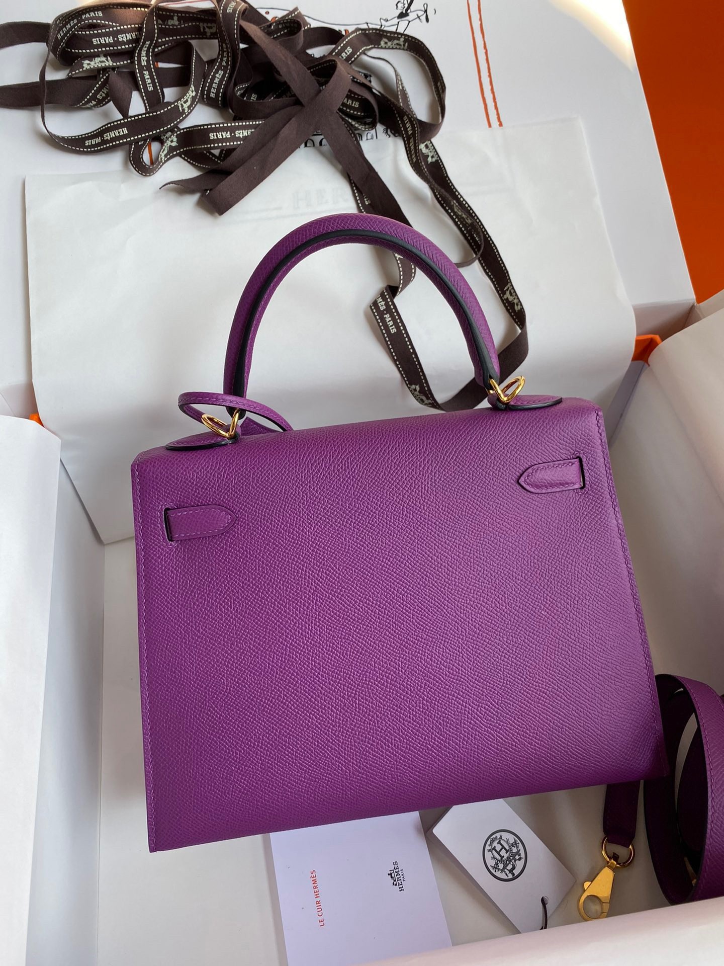 Hermes Epsom Kelly 25cm Sellier Handmade Anemone Bag