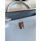 Hermes Epsom Kelly 25cm Sellier Handmade Blue Brume Bag