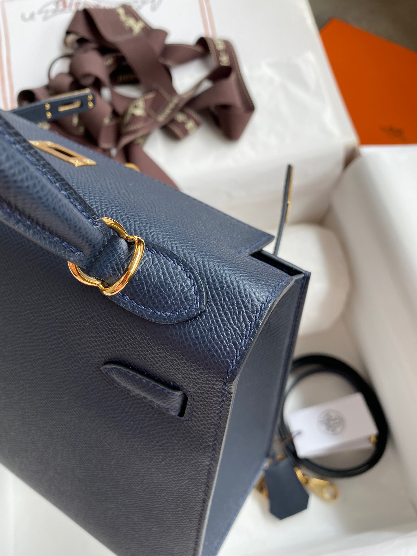 Hermes Epsom Kelly 25cm Sellier Handmade Blue Indigo Bag