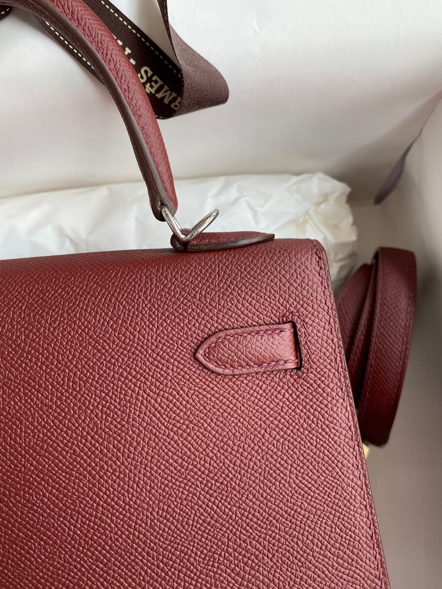 Hermes Epsom Kelly 25cm Sellier Handmade Bordeaux Baga