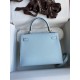 Hermes Epsom Kelly 25cm Sellier Handmade Celeste Bag