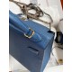 Hermes Epsom Kelly 25cm Sellier Handmade Deep Blue Bag