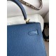 Hermes Epsom Kelly 25cm Sellier Handmade Deep Blue Bag