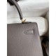 Hermes Epsom Kelly 25cm Sellier Handmade Etain Bag