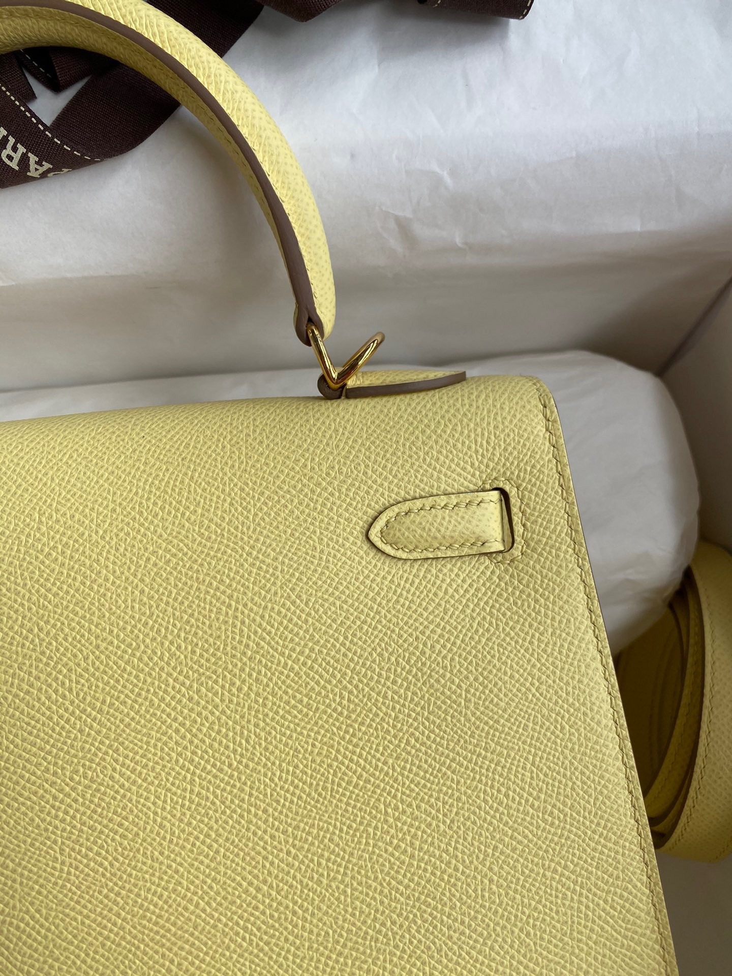 Hermes Epsom Kelly 25cm Sellier Handmade Jaune Poussin Bag