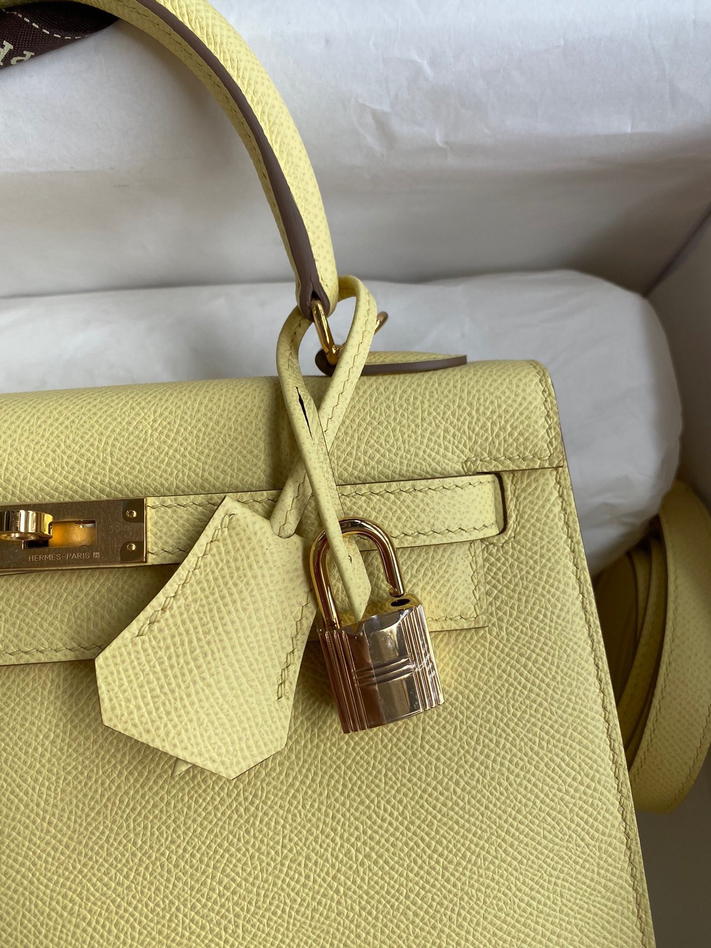 Hermes Epsom Kelly 25cm Sellier Handmade Jaune Poussin Bag