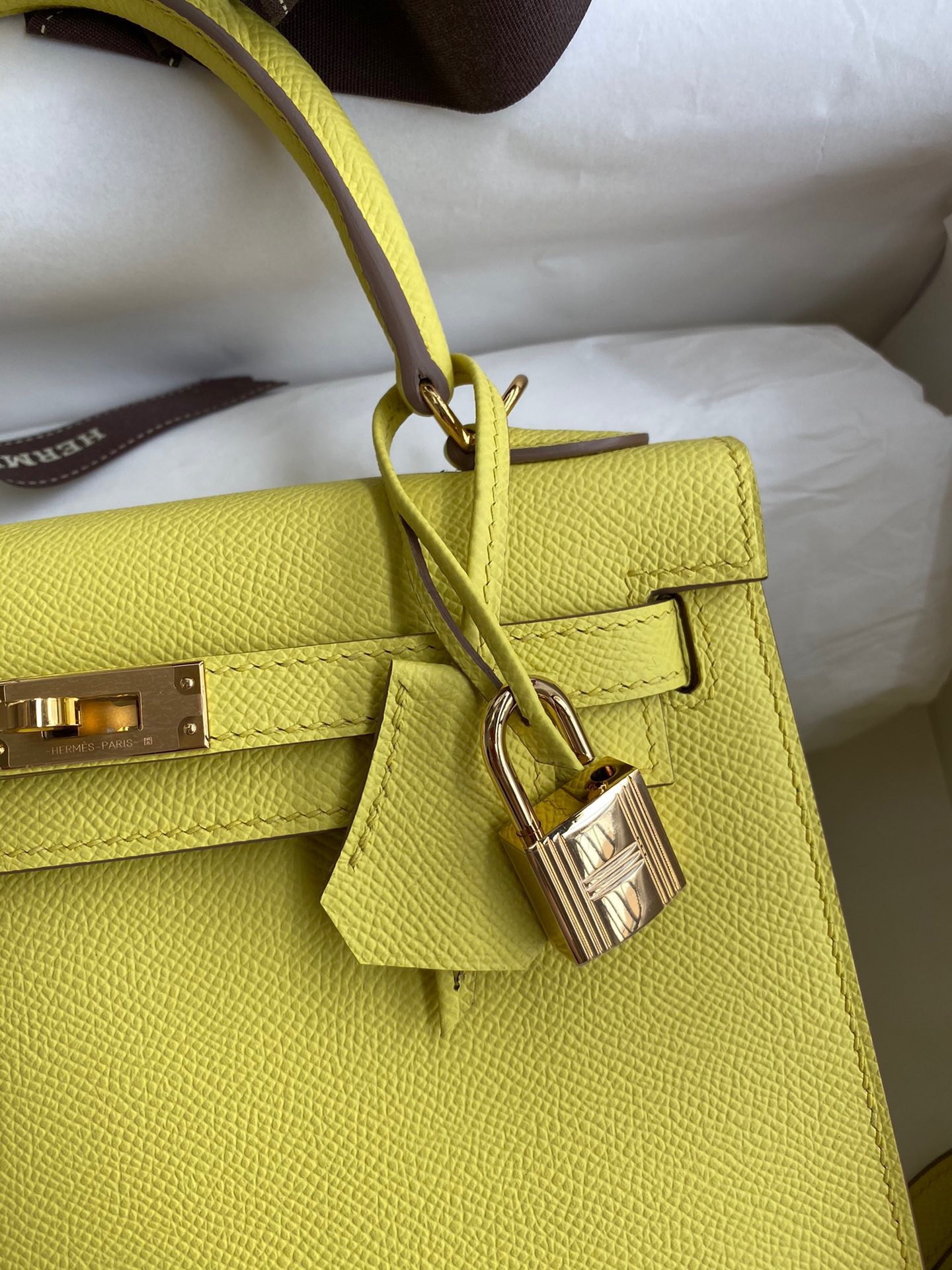 Hermes Epsom Kelly 25cm Sellier Handmade Lime Bag