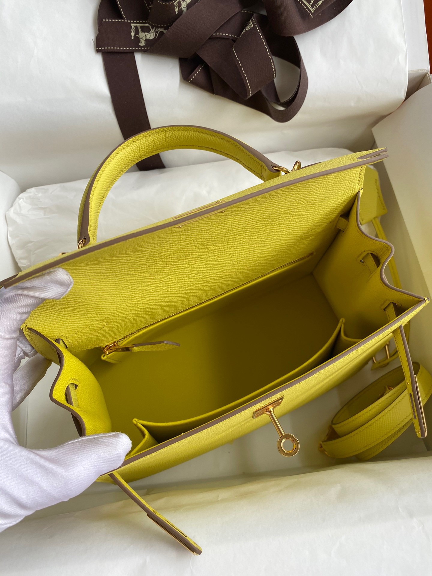 Hermes Epsom Kelly 25cm Sellier Handmade Lime Bag