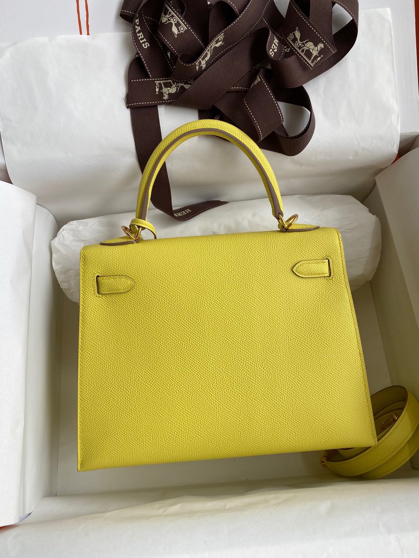 Hermes Epsom Kelly 25cm Sellier Handmade Lime Bag