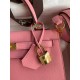 Hermes Epsom Kelly 25cm Sellier Handmade Rose Confetti Bag