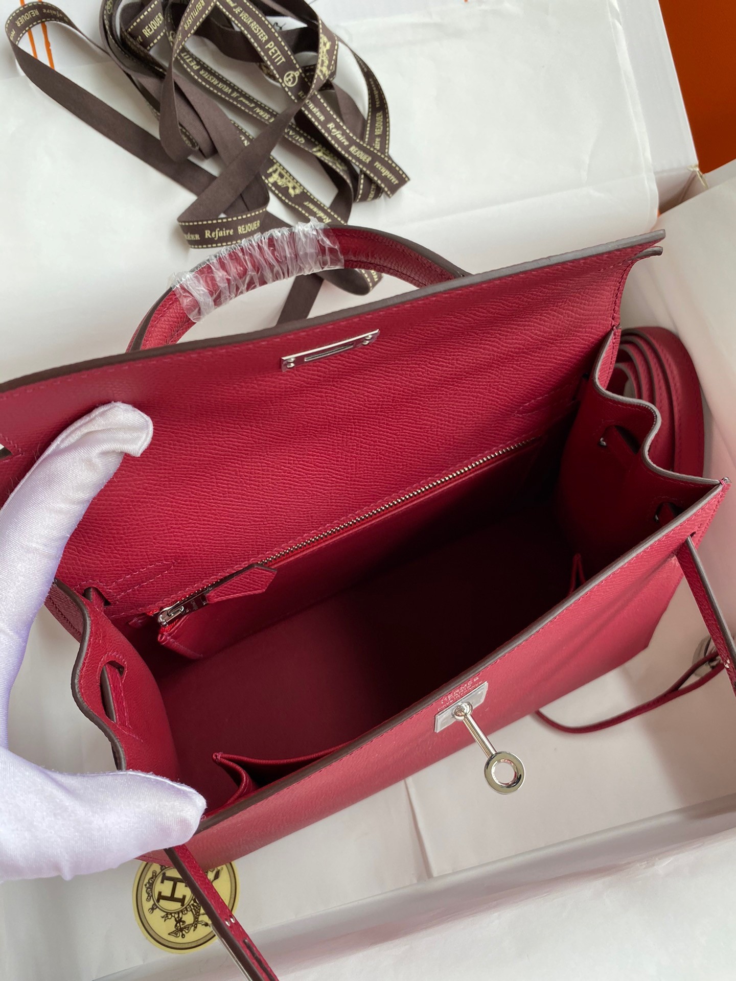 Hermes Kelly Sellier 25 Handmade Bag In Ruby Epsom Calfskin