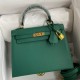 Hermes Kelly Sellier 25 Handmade Bag In Malachite Epsom Calfskin