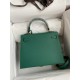 Hermes Kelly Sellier 25 Handmade Bag In Malachite Epsom Calfskin