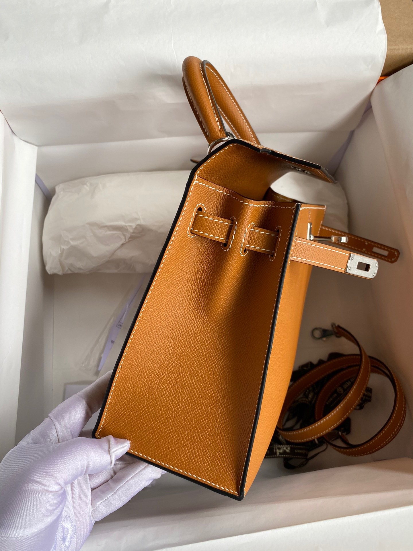 Hermes Kelly Sellier 25 Handmade Bag In Toffee Epsom Calfskin