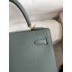 Hermes Kelly Sellier 25 Handmade Bag In Vert Amande Epsom Calfskin