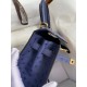 Hermes Kelly Sellier 25 Handmade Bag In Blue Iris Ostrich Leather