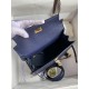 Hermes Kelly Sellier 25 Handmade Bag In Blue Iris Ostrich Leather