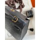 Hermes Kelly Sellier 25 Handmade Bag In Black Ostrich Leather