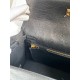 Hermes Kelly Sellier 25 Handmade Bag In Black Ostrich Leather