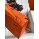 Hermes Kelly Sellier 25 Handmade Bag In Orange Ostrich Leather