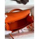 Hermes Kelly Sellier 25 Handmade Bag In Orange Ostrich Leather