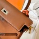 Hermes Kelly Retourne 25 Handmade Bag In Gold Swift Calfskin