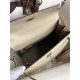 Hermes Kelly Sellier 25 Bicolor Bag in Craie and Gris Asphalt Epsom Calfskin