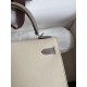 Hermes Kelly Sellier 25 Bicolor Bag in Craie and Gris Asphalt Epsom Calfskin