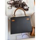 Hermes Kelly Sellier 25 Bicolor Bag in Black and Gold Epsom Calfskin