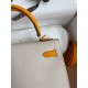 Hermes Kelly Sellier 25 Bicolor Bag in Craie and Yellow Epsom Calfskin