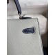 Hermes Kelly Sellier 25 Bicolor Bag in Pearl Grey and Blue Mysore Goatskin