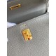 Hermes Kelly Retourne 25 Handmade Bag In Etain Clemence Leather